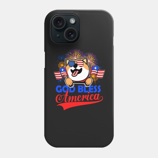 God Bless America 4th Of July Firework Dog Unisex Phone Case by BelaReider