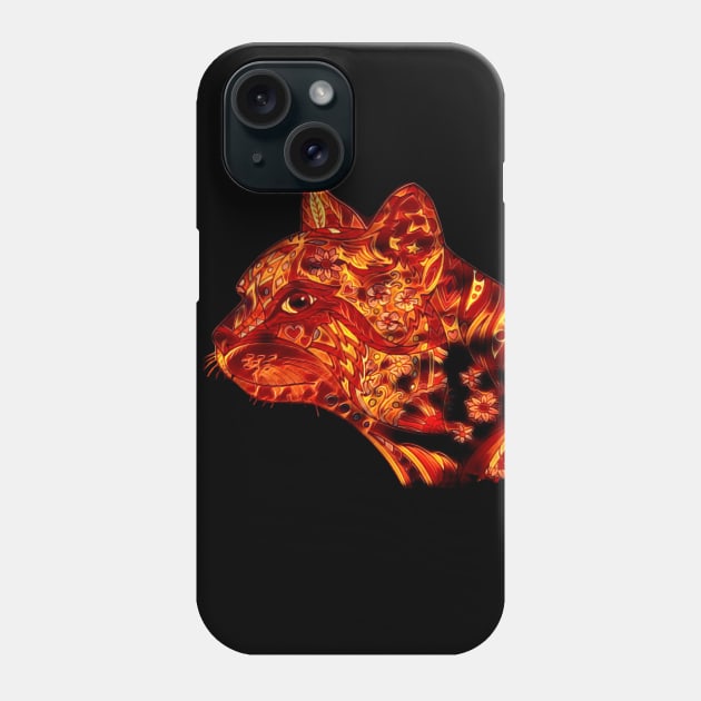 Cool Fire Cats Flowers Gift T-Shirt Kitten Phone Case by gdimido