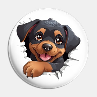 Baby Rottweiler Dog Peeking Pin