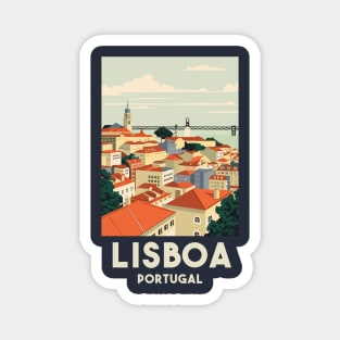 A Vintage Travel Art of Lisbon - Portugal Magnet