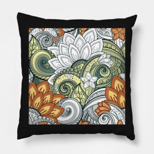 Paisley Print with Vintage Floral Motifs Pillow