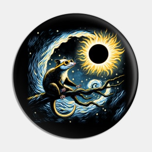 Nighttime Nomad: Opossum Eclipse Adventure Tee for Wildlife Enthusiasts Pin