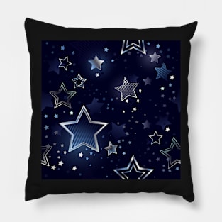 Seamless Background with Silver Stars Pillow