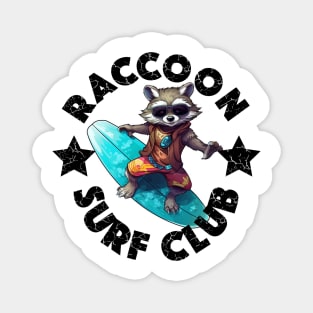 Raccoon Surfing - Surf Club (Black Lettering) Magnet