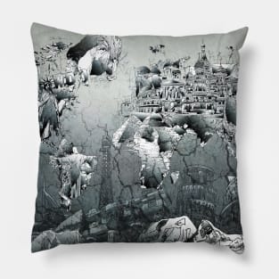 world map landmarks Pillow