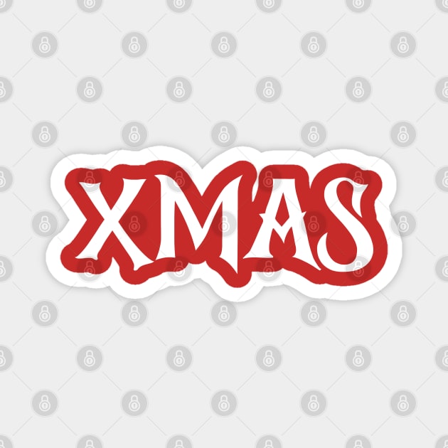 XMAS Lettering on Minimalist Christmas Aesthetic Magnet by Creatifly Graphic Tees