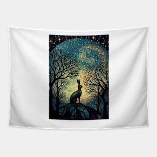 Hare, Pagan Hare, Pagan Art, Moon, Animal, Tapestry