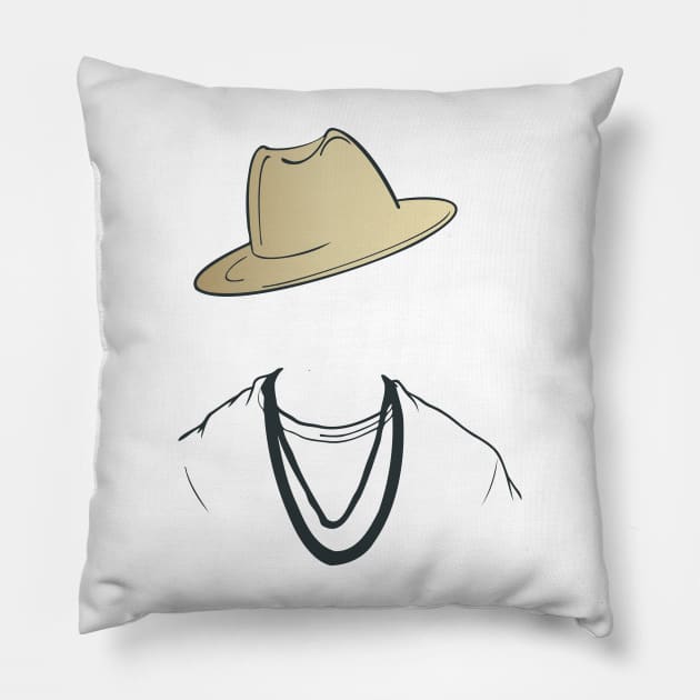 Invisible Man Face with Hat Pillow by arcanumstudio