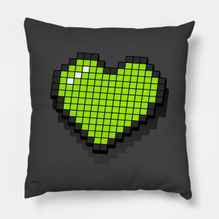 Retro Pixel Heart - Neon Green 3D [Rx-Tp] Pillow