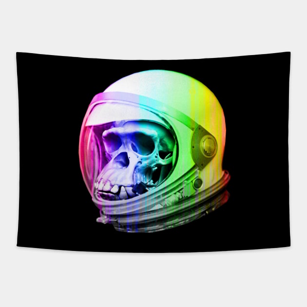 Space Chimp Skull Tapestry by robotface