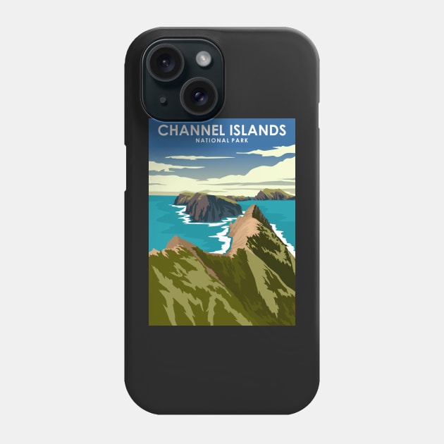 Channel Islands National Park Vintage Minimal Retro Travel Poster Phone Case by jornvanhezik