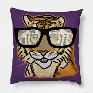 Cool Tiger with Glasses Pillow