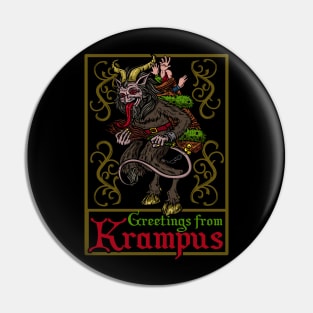 Greetings From Krampus - Christmas Devil Gift Pin
