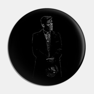 Thomas Shelby emotionally, with leather gloves and a hat, stands well dressed in his coat as abstract art (vers. 3) Pin