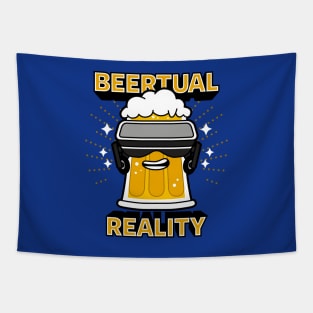 Funny Kawaii Beer Cartoon Virtual Reality Gamer AI Gift For Beer Drinkers Tapestry