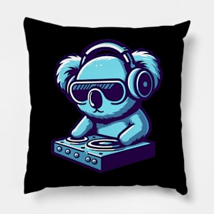 Kawaii koala with headphones and dj mixer, cute and funny koala bear, koala lover Pillow