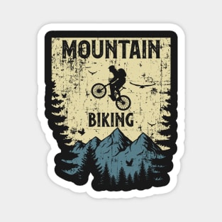 Mountain biking distressed look vintage Magnet