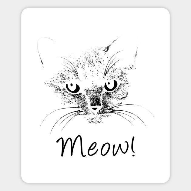 Meow Simple Cat Style Bw Cat Magnet Teepublic