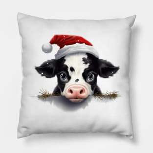 Christmas Peeking Baby Cow Pillow