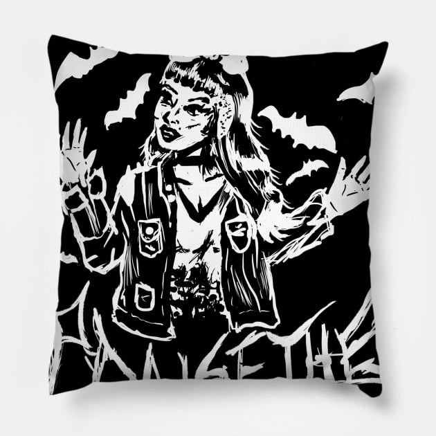 Praise The Bats Goth Punk Girl Pillow by LunaElizabeth