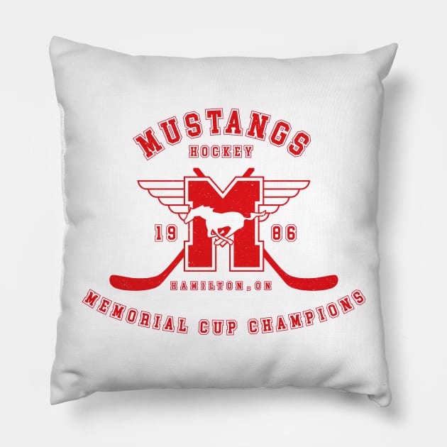 Mustangs Hockey - Memorial Cup Champions (red) Pillow by bryankremkau