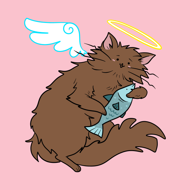 Fluffy Brown Cat Angel by saradaboru