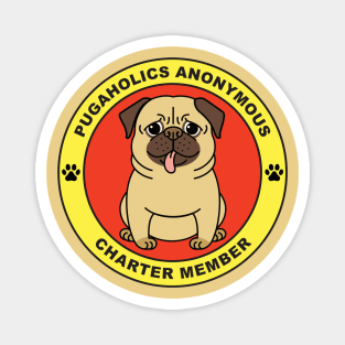 Pugaholics Anonymous Charter Member Pug Dog Lover (Tan) Magnet