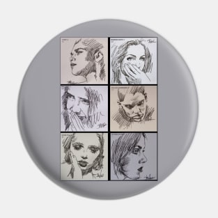 6 x studies of emotion Pin