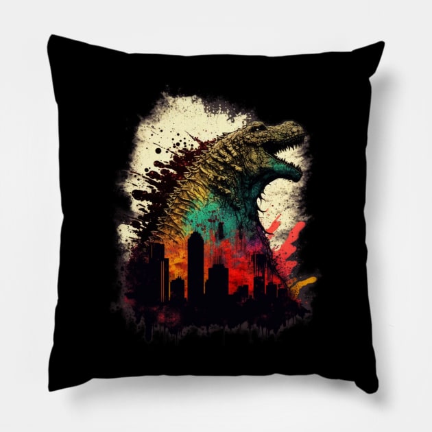 Godzilla  Artwork - Awesome Birthday Gift ideas for Friends Pillow by Pezzolano