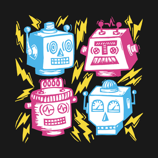 80s Retro Robot Gang by Woah there Pickle