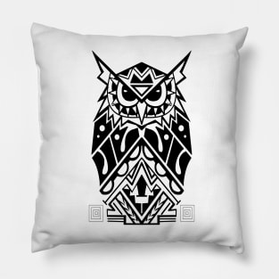 POLYNESIAN OWL DESIGN COOL OWL ILLUSTRATION Pillow