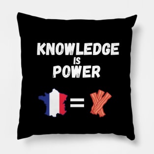 Knowledge Is Power France Is Bacon Pillow