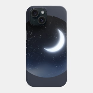 Crescent Moon in the starry sky Phone Case