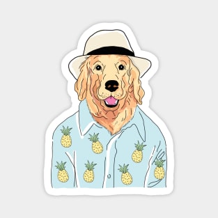 Hipster Golden Retriever Magnet