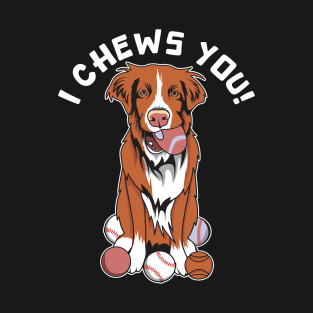 Funny Toller Nova Scotia Duck Tolling Retriever Chewing A Ball T-Shirt