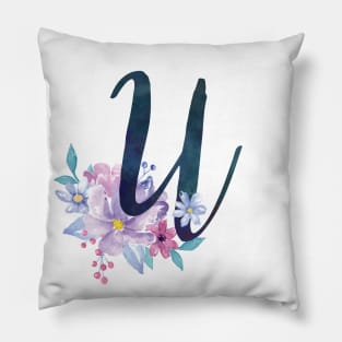 Floral Monogram U Pretty Lilac Bouquet Pillow