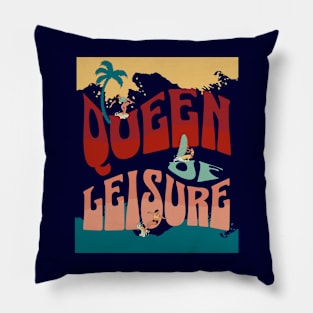 Queen Of Leisure Retirement Summer Colorful Groovy Pillow