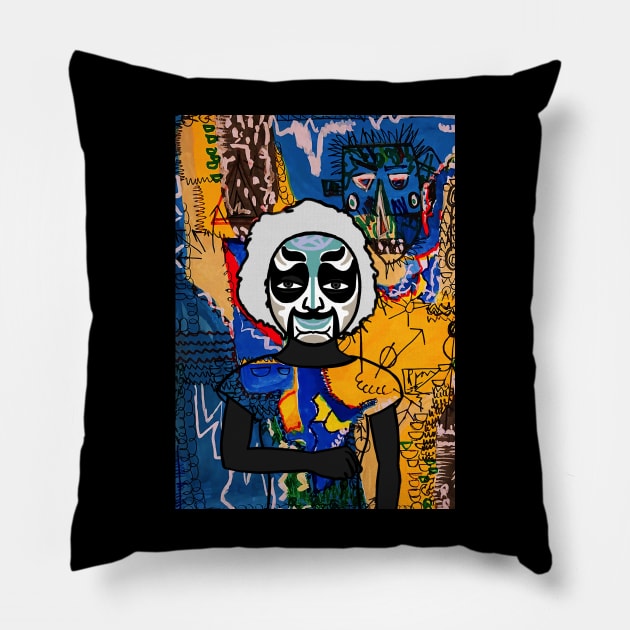Urban-Chic Dust and Unicorn Digital Collectible Set - FemaleMask, ChineseEye Color, DarkSkin on TeePublic Pillow by Hashed Art