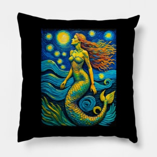 Siren in starry night Pillow