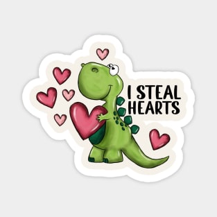 I Steal Hearts Dinosaur Valentines Day Magnet