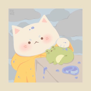 Raincoat Cat and Frog T-Shirt