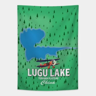 Lugu Lake, Yunnan plateau, China map Tapestry