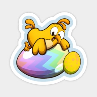 Cute Little Easter Chick With Easter Eggs Magnet