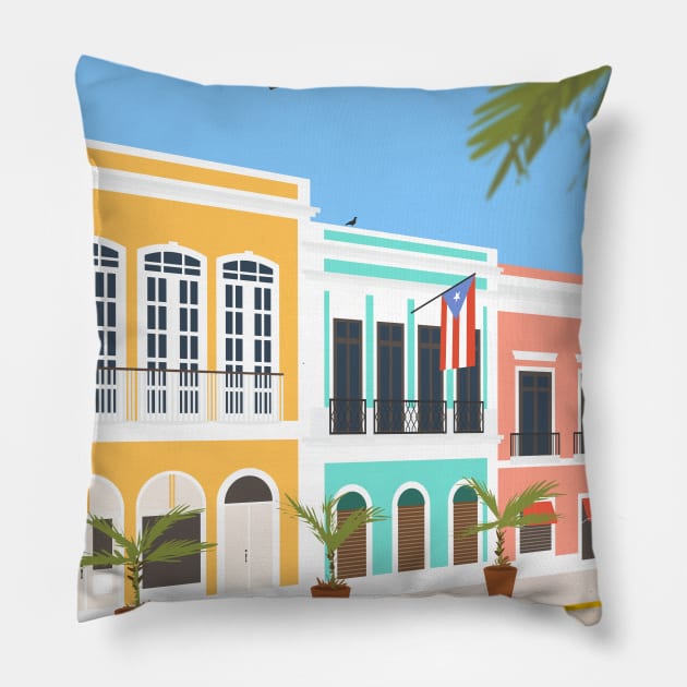 Old San Juan, Puerto Rico Pillow by lymancreativeco