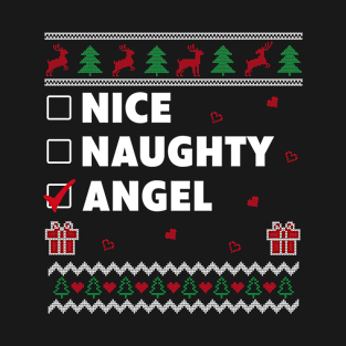 Nice Naughty List Ugly Christmas Design Angel T-Shirt