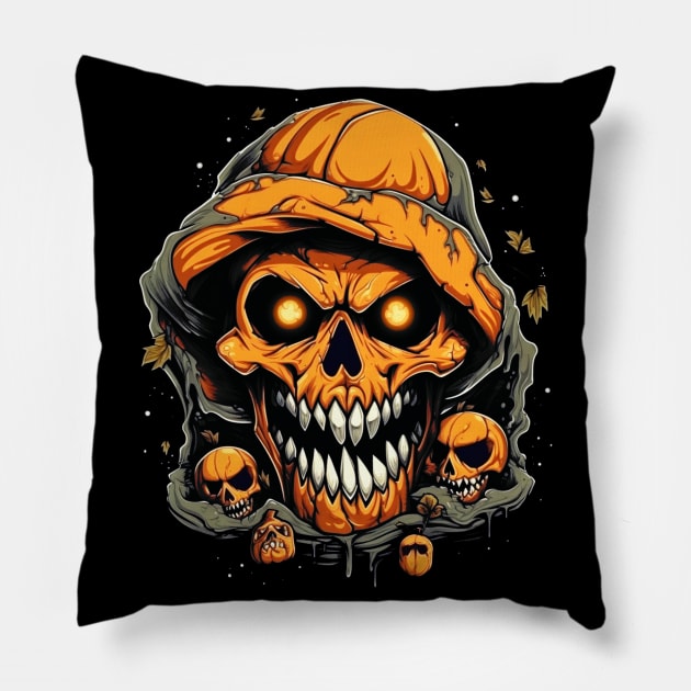 Eerie Halloween Ghoul Art - Spooky Season Delight Pillow by Captain Peter Designs