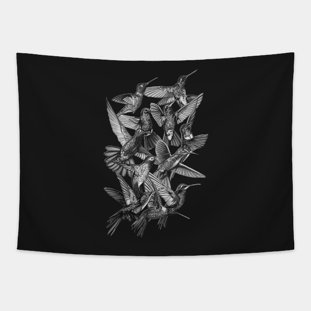 Hummingbird Dance in Sharpie (Grayscale Edition) Tapestry by JustianMCink