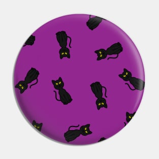 Black Cat Pattern Purple Pin