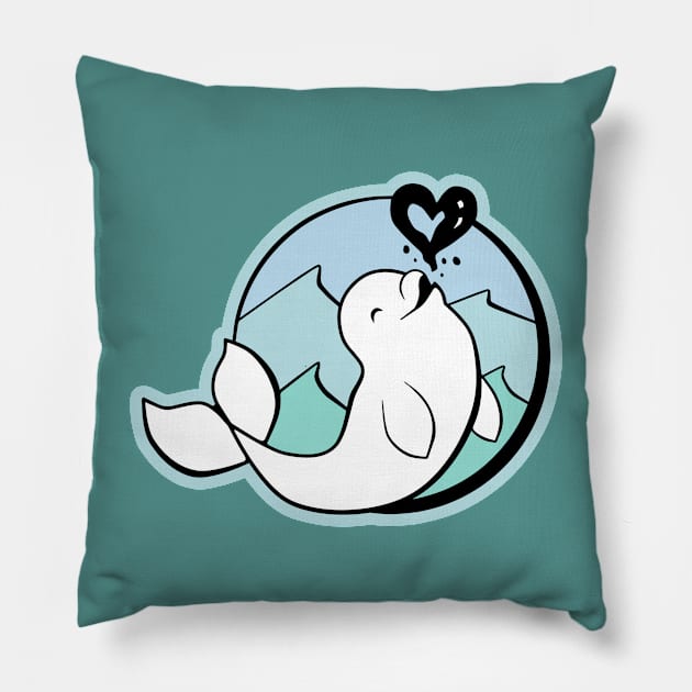 Beluga Kisses Pillow by Razumi Yazura