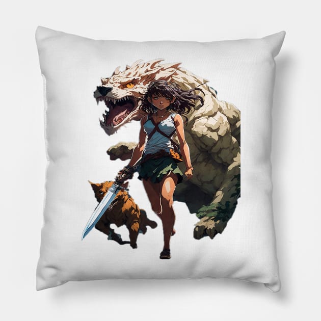 Bravery and Fire: The Shadow Guardian Pillow by SleekBlends